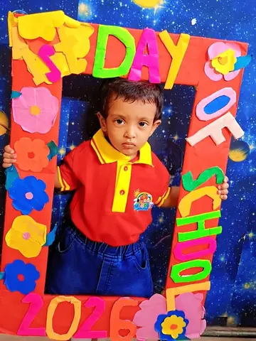 Happy child in a First Day of School 2026 frame